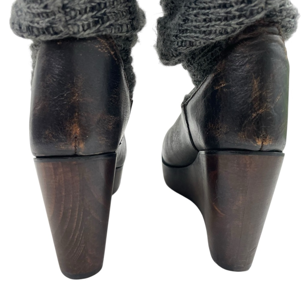 NEW BED STU Bruges Slouchy Leather Wedge Boots Size 8.5 Distressed - Picture 10 of 16